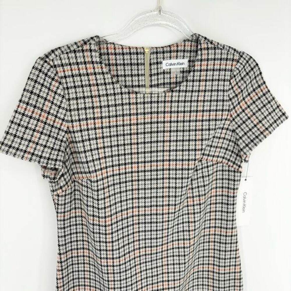 Calvin Klein Herringbone Check Print Short Sleeve Shirt Dress‎ Size 8 NWT - Picture 3 of 11